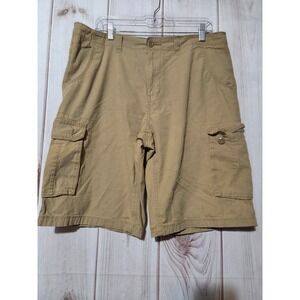 ROK Mens Ripstop Cargo Shorts Tan Khaki Cotton Size 34 Utility Outdoor Casual